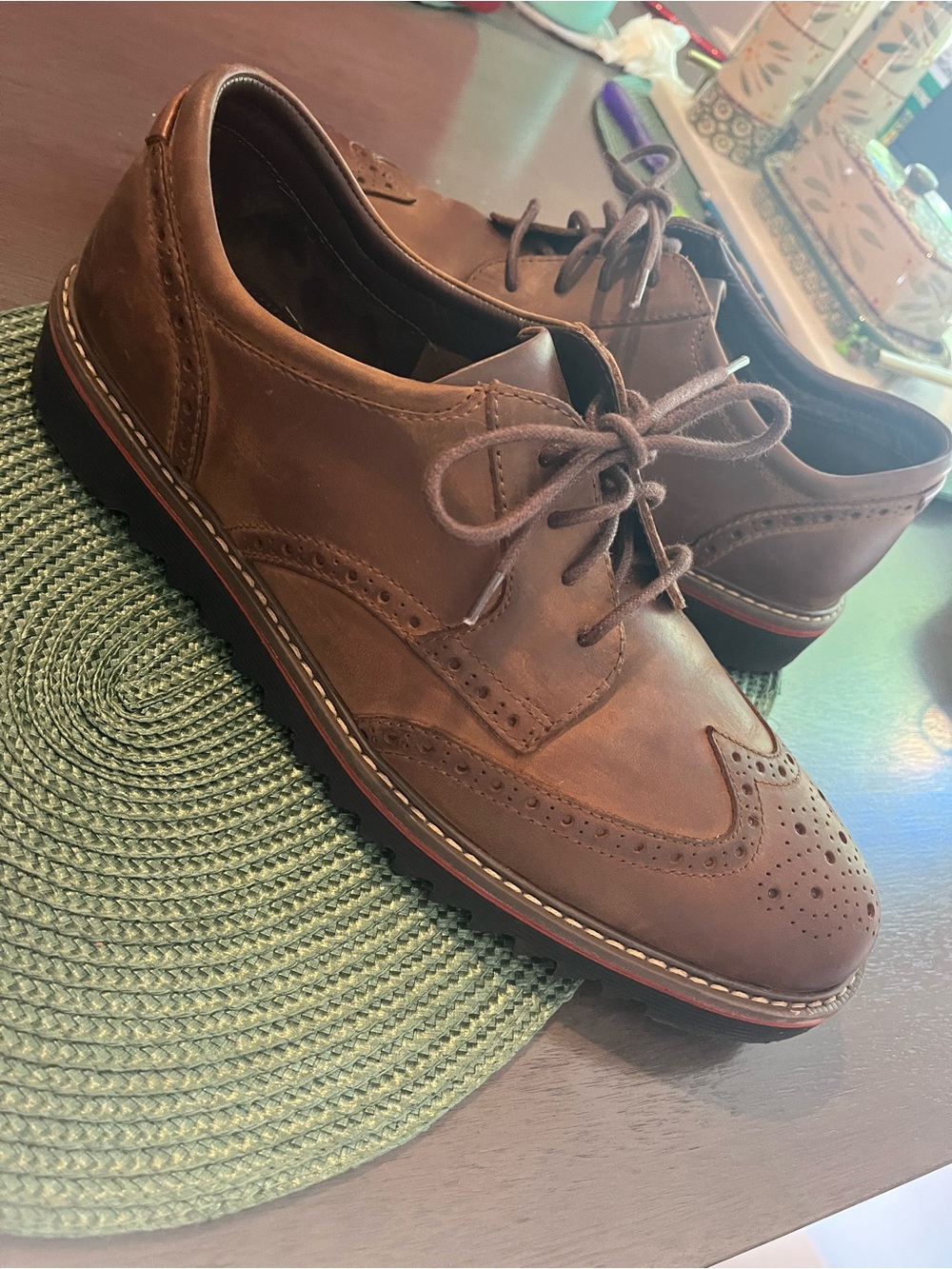Johnston & Murphy 25-6530 Brown Leather Wingtip Brogue Oxford Mens 12 M